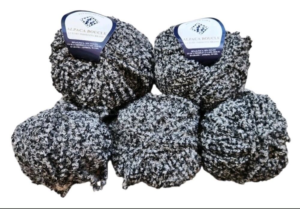 Plymouth Yarn Indiecita Alpaca Blend Boucle Lot 5 Skeins 2 NWT 3 Partial